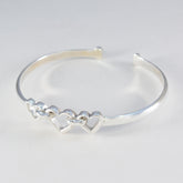 Pauline Minimal Silver Bangle Bracelet with Heart Design